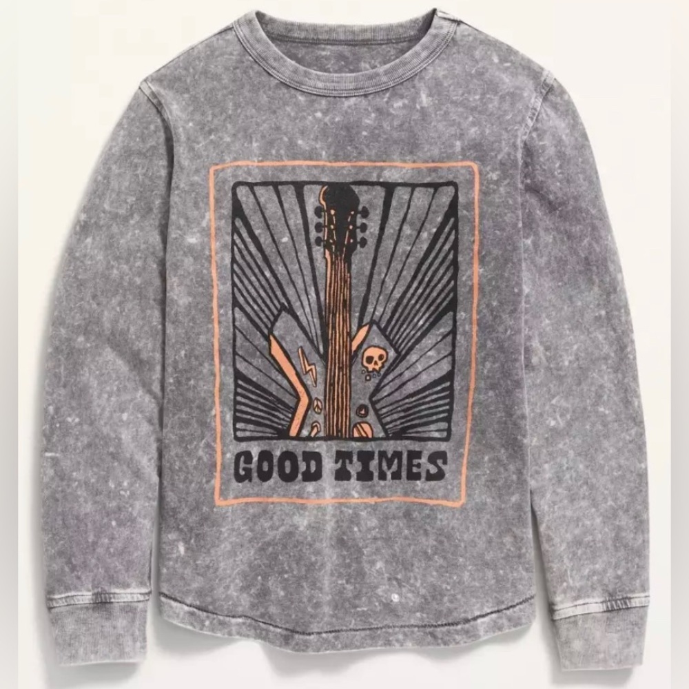 Old Navy Boys Vintage “Good Times” Guitar Long Sleeve Tee - Picture 1 of 8